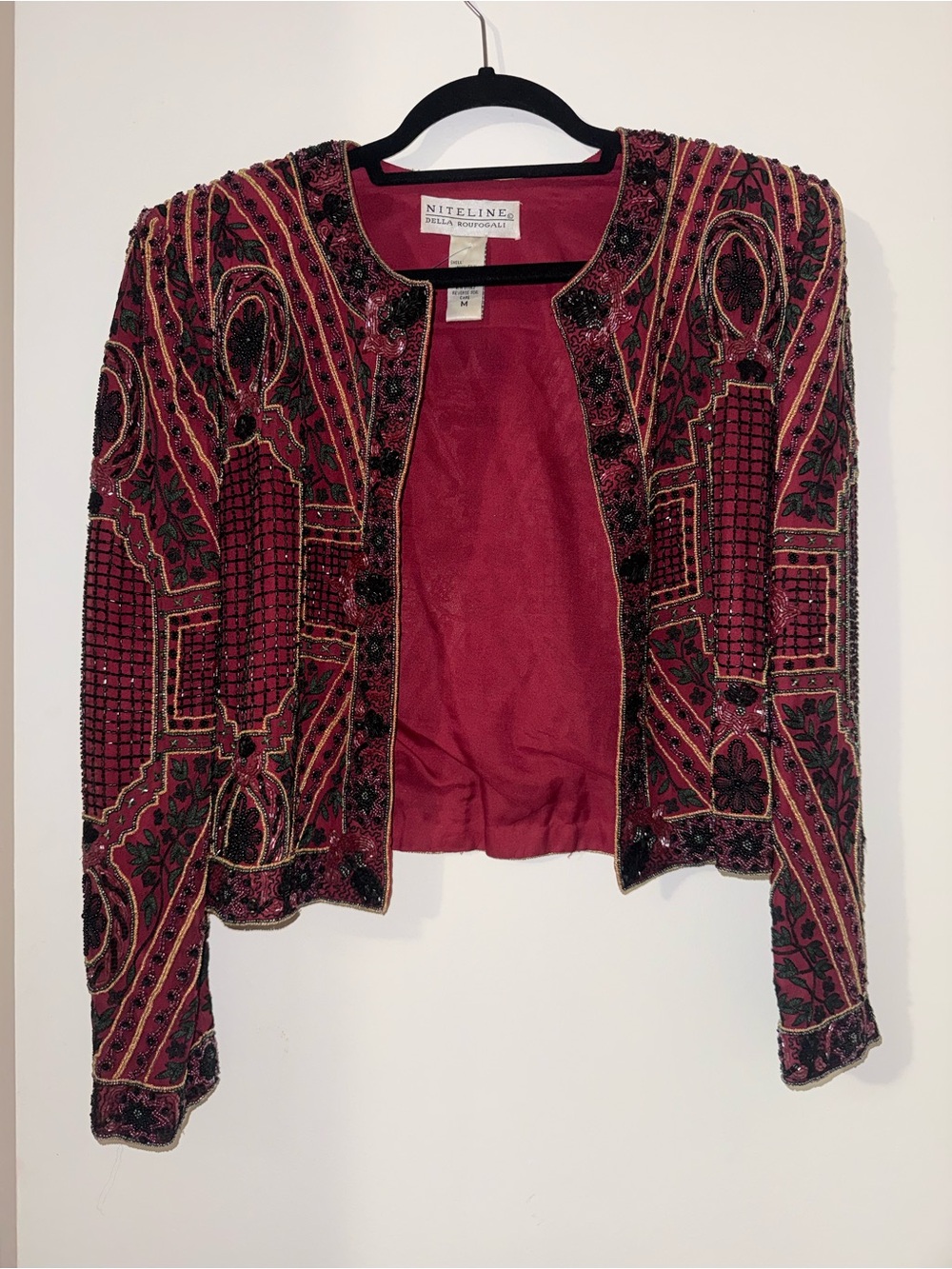 Niteline Beaded Burgundy and Black Embellished Jacket